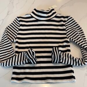 Aerie Black and White Striped waffle shirt
